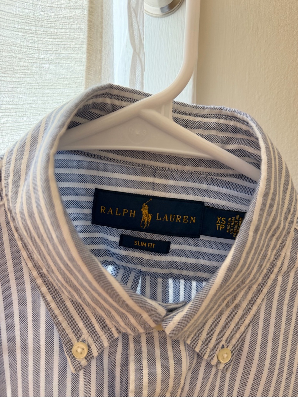 RALPH LAUREN - Blue & White Striped Button-Down Oxford Shirt with Polo Pony - Picture 2 of 6